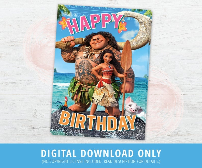 20+ Moana Birthday Card Design Templates - Candacefaber