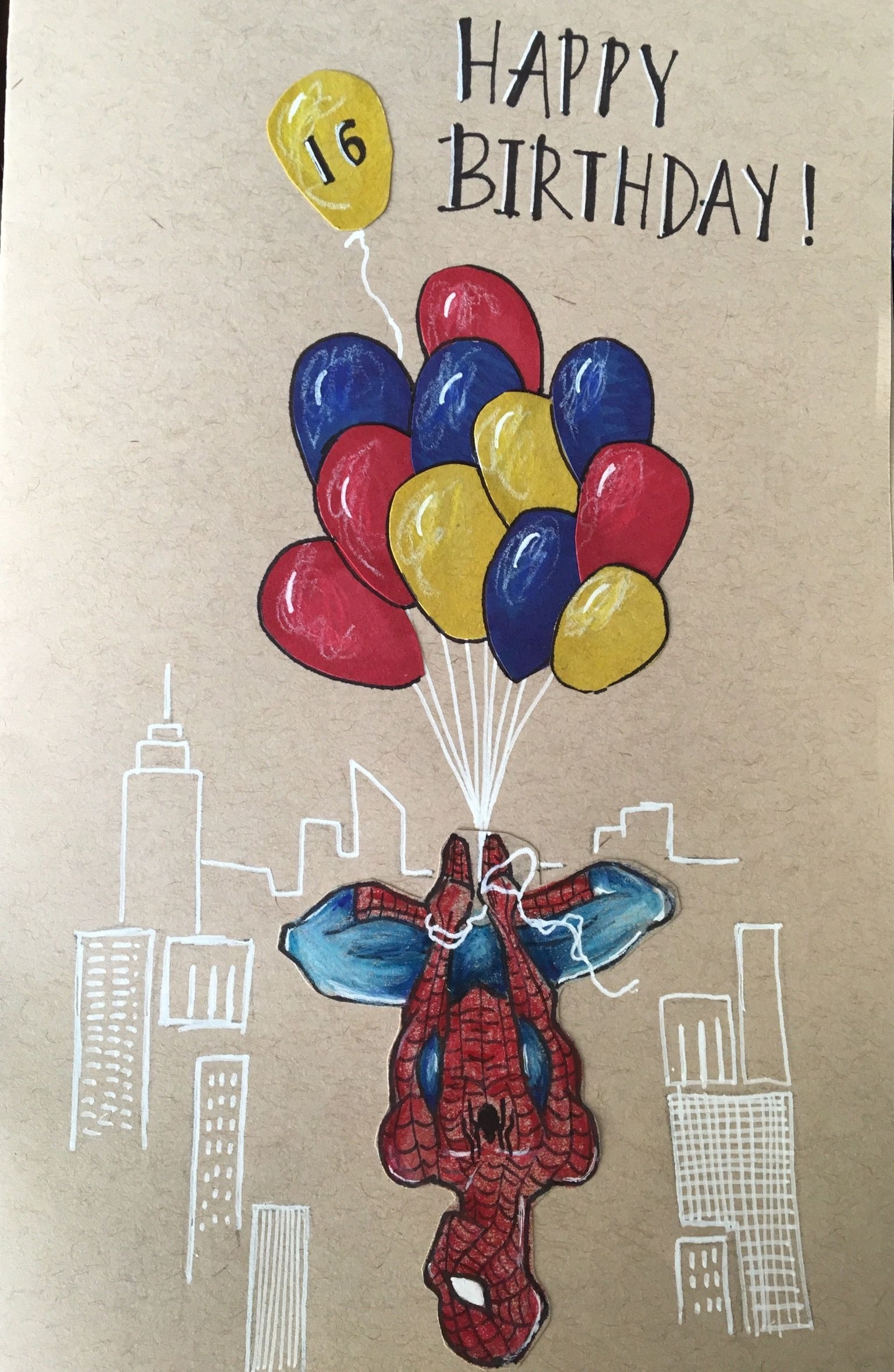 Spiderman Superhero Cartoon For Birthday Card - Candacefaber