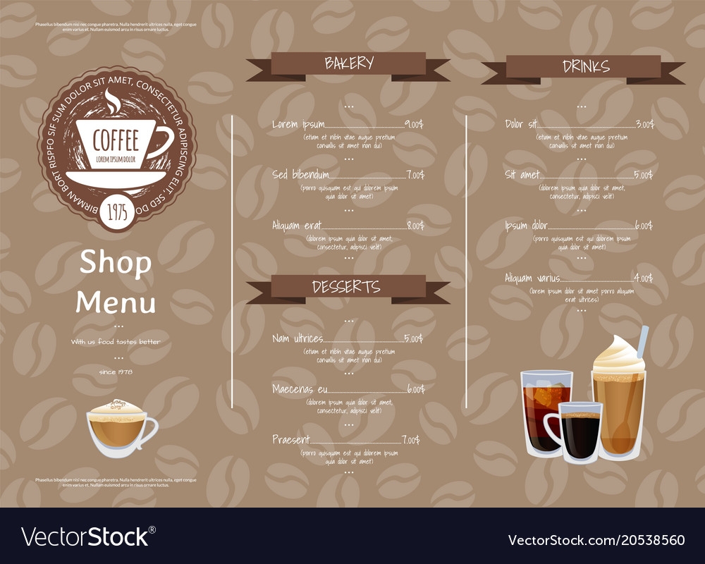 Coffee Shop Menu Template Word Free